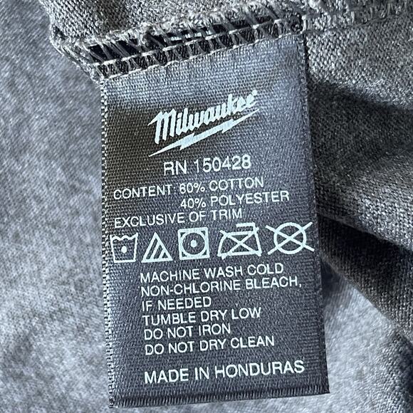 Milwaukee Tools Mens Pocket Tee Extra Large XL Gray Stretch Logo Mechanic Garage - Picture 5 of 9